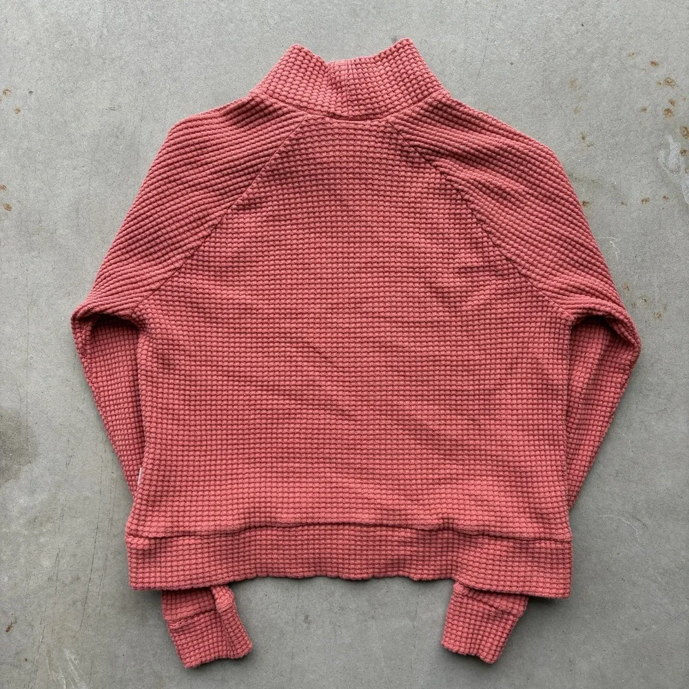 The North Face Chabot Waffle Knit Mock Neck Sweater Womens Small Pink Thermal